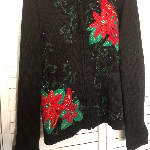 Black Christmas Embellished Knit Cardigan Small 4/6 - Picture 2 of 3